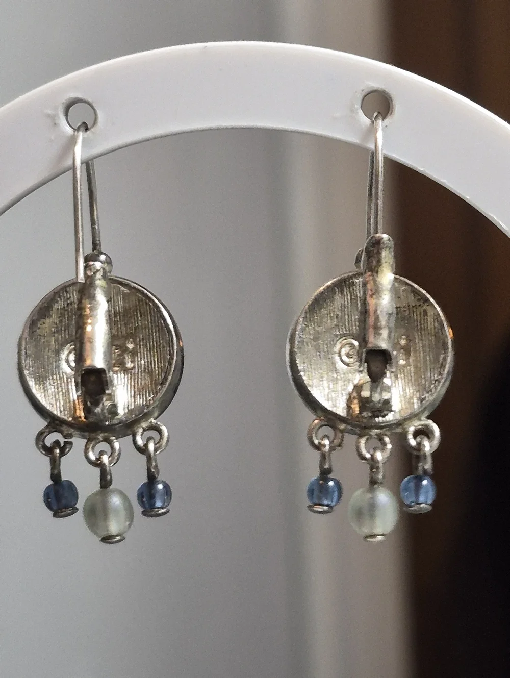Vintage Liz Claiborne Silver Abalone Dangle Earrings